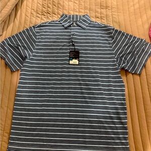 Men's Striped Polo Shirt - Blue and White